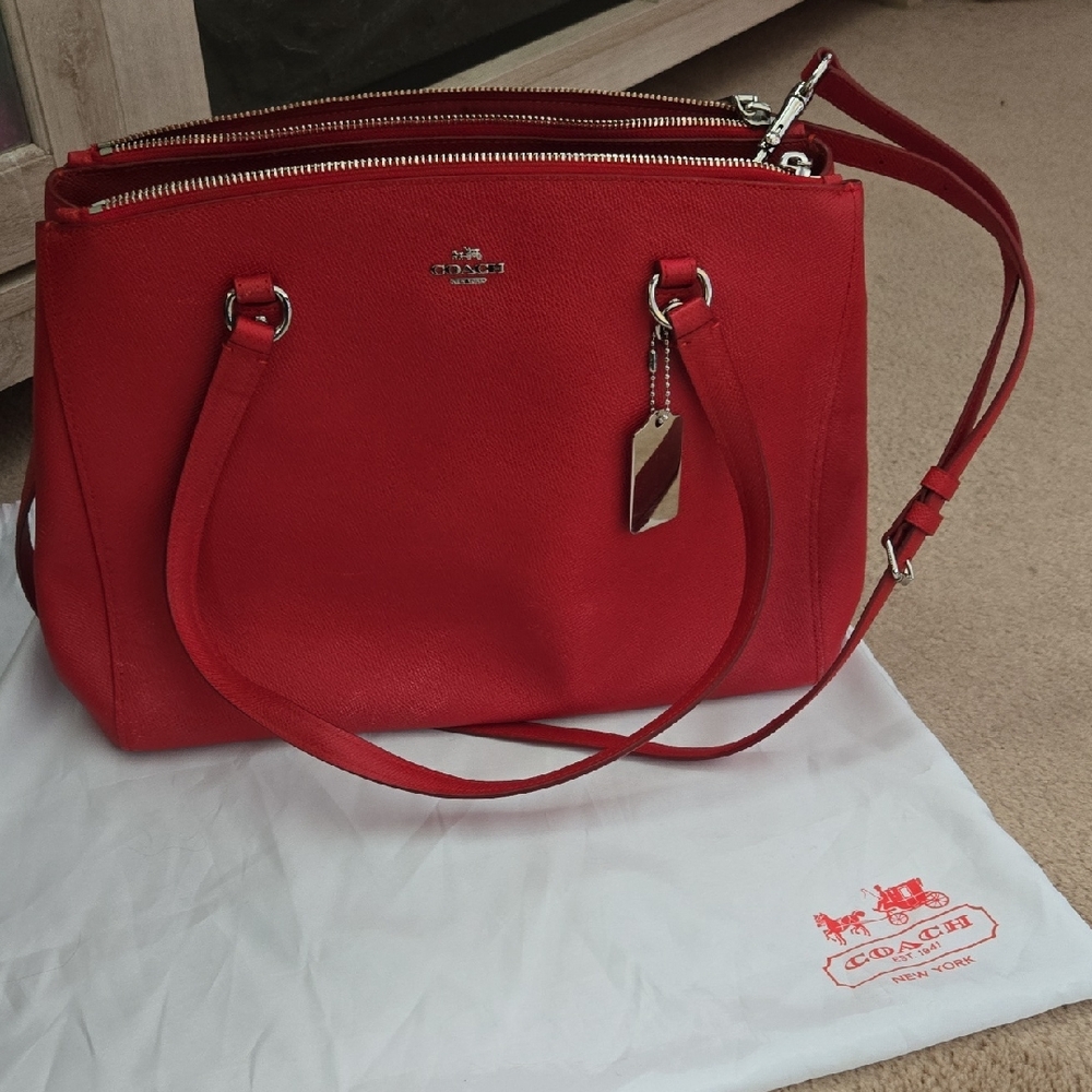 Coach Vibrant Red Leather Shoulder Bag